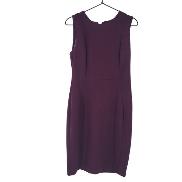 Calvin Klein Womens Sz 10 Knee Length Sheath Dress Plum Purple Exposed Zipper - Picture 1 of 4